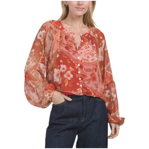 HAVER + BLAIR Tops - HAVER + BLAIR Yoryu Floral Patchwork Top
